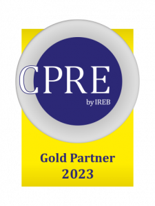 CPRE Zertifikat mit blau-grauem Kreis auf goldenem Hintergrund