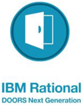 Blauer Kreis mit Tür drin IBM Rational Doors software logo