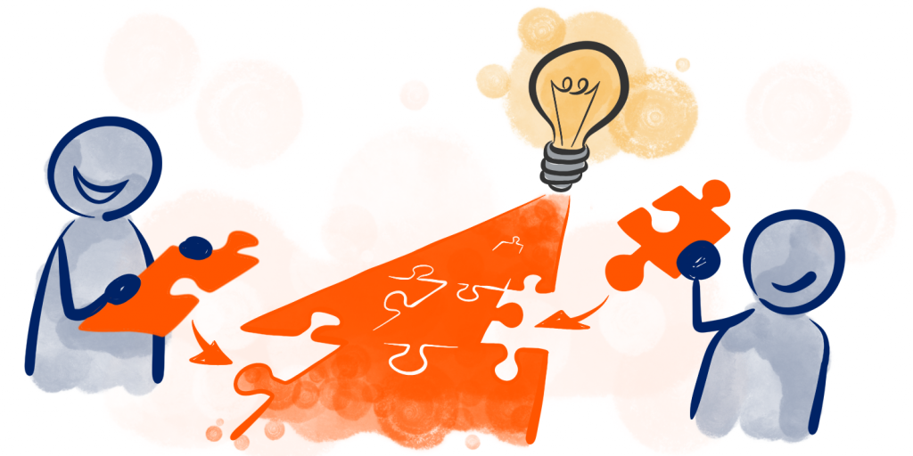 Ein Weg aus Puzzleteilen, die zusammengefügt zu Innovationen führen
