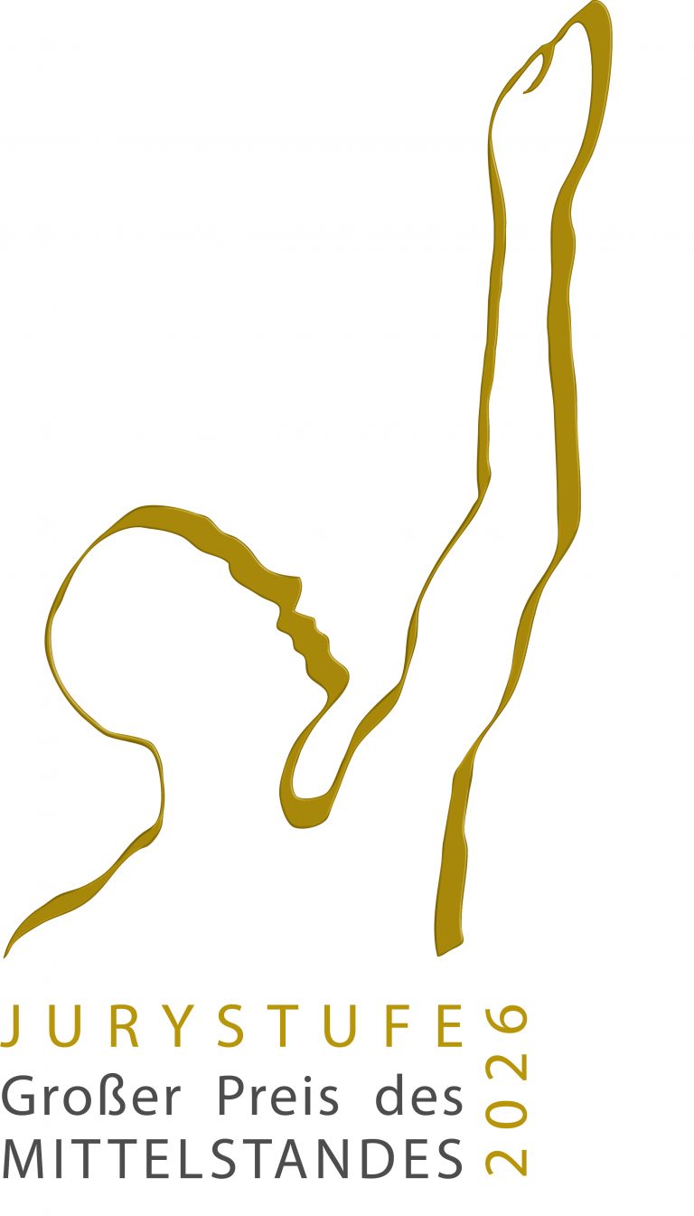 Goldfarbene Statur die Arm hebt mit Schriftzug drunter