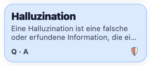 Kachel "Halluzination" des KI-Periodensystems mit entsprechender Begriffserklärung